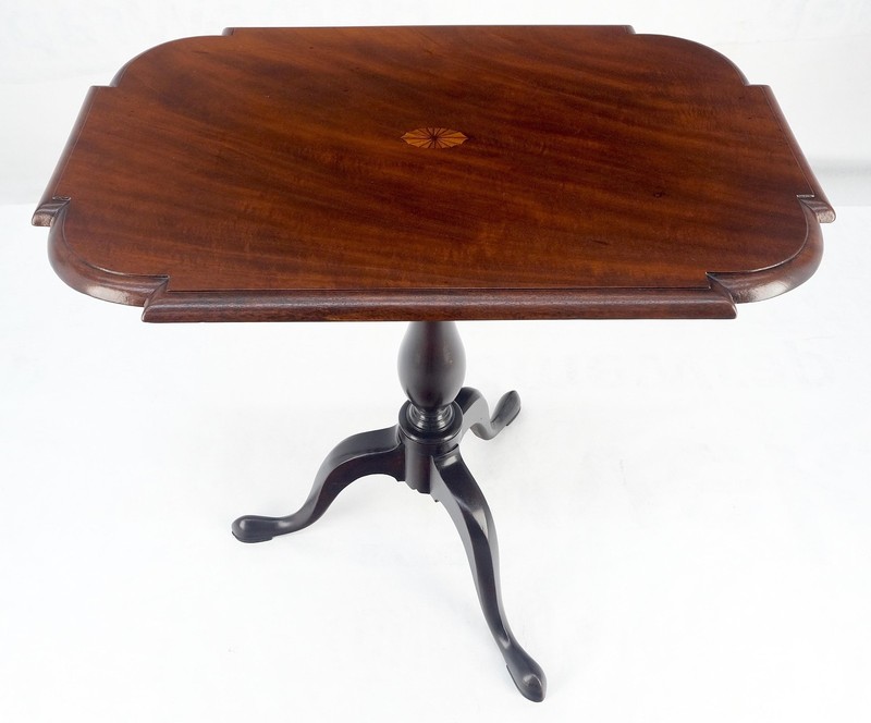 19th Century Tilt Top Inlayed Mahogany Center Breakfast Tripod Table MITN gallery