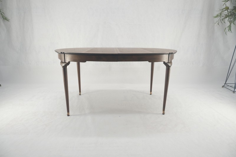 Banded Burl Flame Walnut Oval Three Leaves Dining Conference Table MINT! gallery