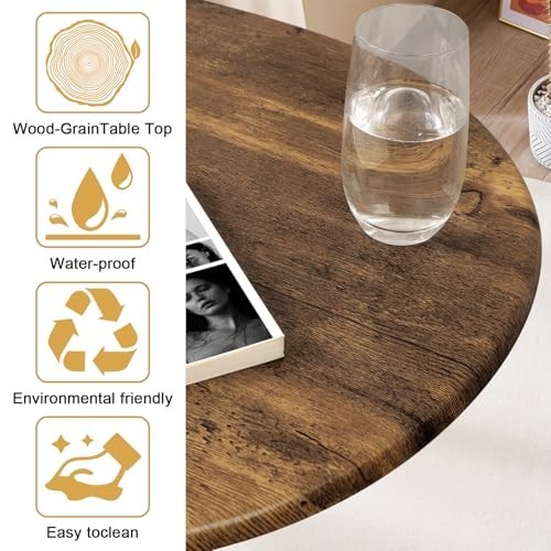 Stylish Mid Century Modern Coffee Table - Rustic Oval Accent Table for Living Ro gallery