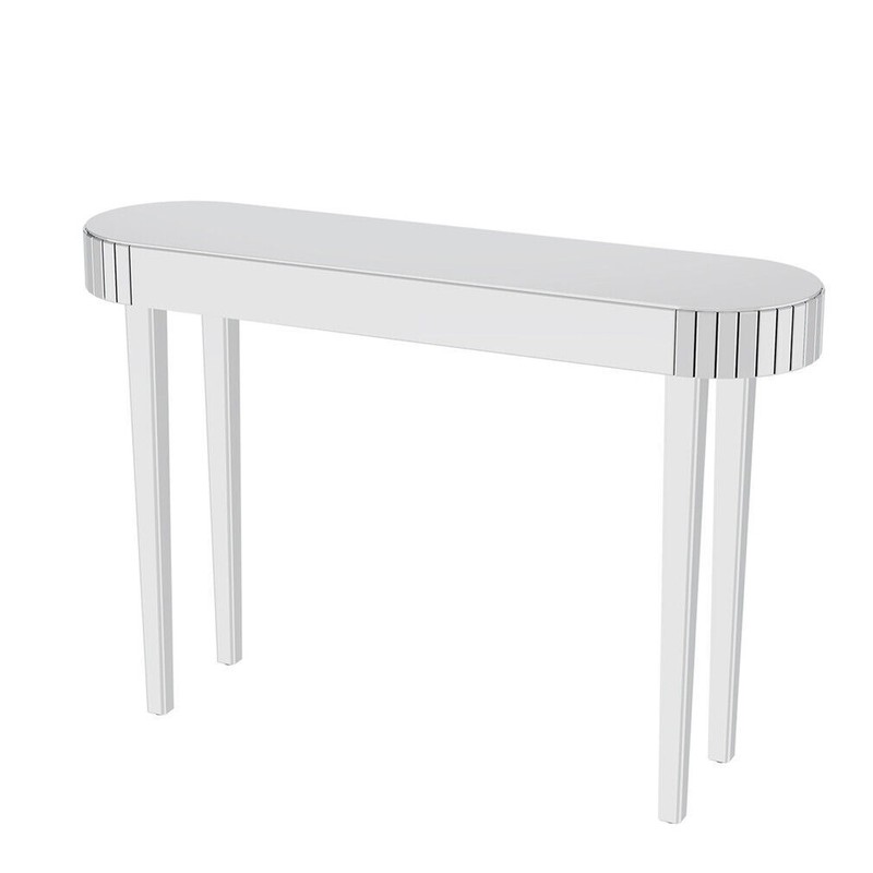 47.2in Silver Mirrored Console Table Entryway Hallway Storage HD Glass Tabletop gallery