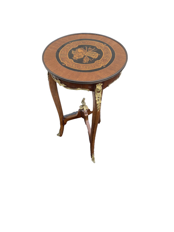 66568 Inlaid Louis XV Side Table Stand Bronze Ormalu gallery
