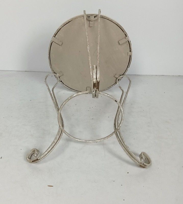 Side Round Table Plant stand Ceramic Tiles Mosaic wrought Iron Legs vintage gallery