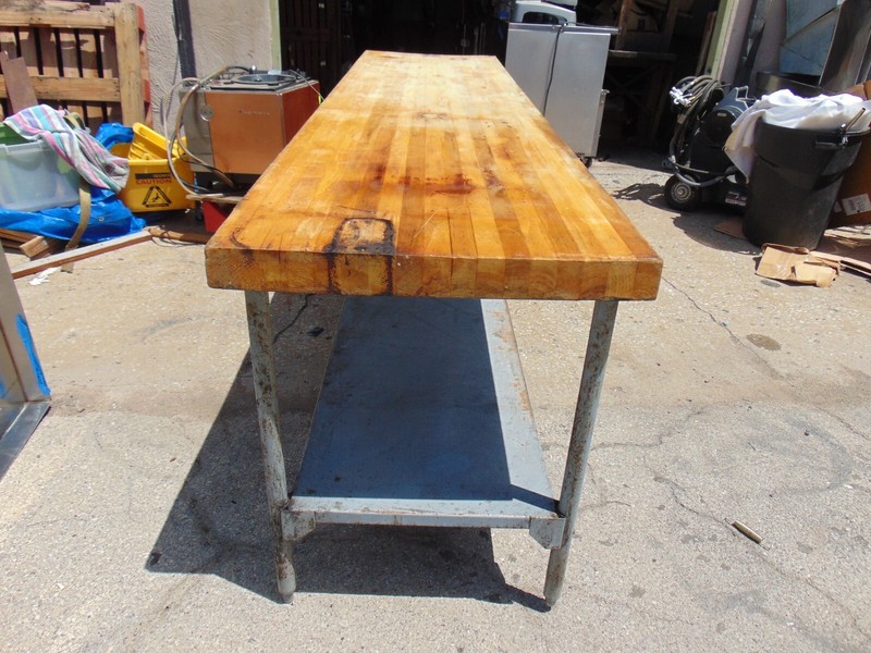 Vtg Industrial Chef Butcher Block Island Stainless WorkStation Table 120x30 gallery