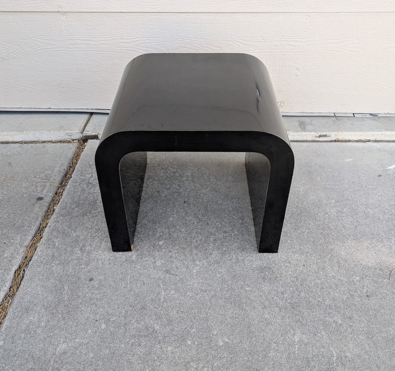 Vintage 1980s Postmodern Black Lacquer Waterfall End Table Glam Art Deco gallery
