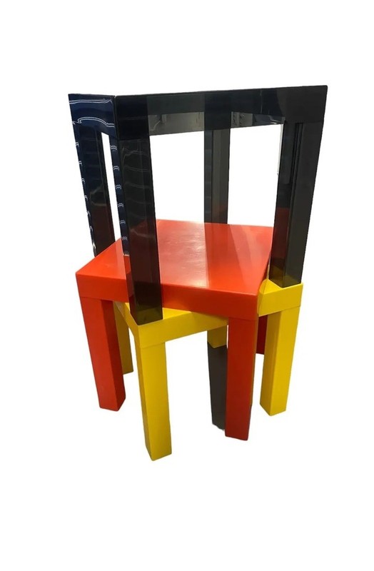 Mid Century Multi Color Plastic Parsons Tables - a Set of 3 Snack Tables gallery
