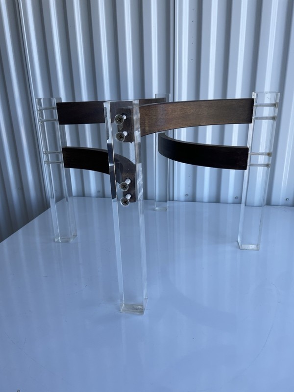 Side Table Charles Hollis Jones Lucite And Wood Laminate Base Only