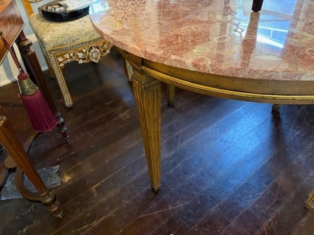 Italian Round Marble Top Center Table Squar Tapered Legs gallery