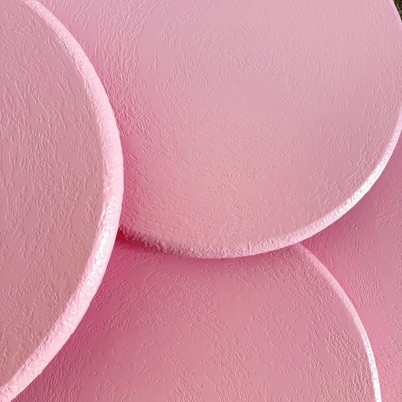 Postmodern Pink Textures Circular Mushroom Nesting Tables - Set of 4 gallery