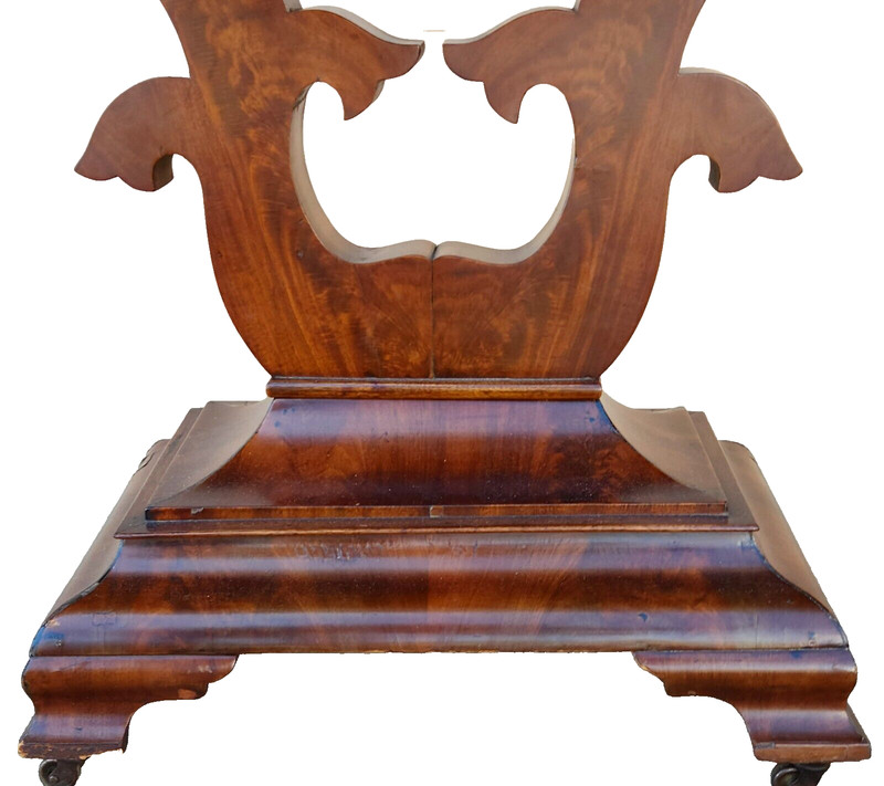 Foldover Game, CARD TABLE, c1840 Empire Restauration, Tulip Pedestal, Ogee, 36w gallery