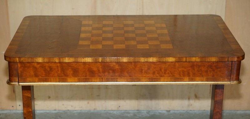 RESTORED WALNUT SATINWOOD & MAHOGANY ANTIQUE VICTORIAN CHESSBOARD GAMES TABLE gallery