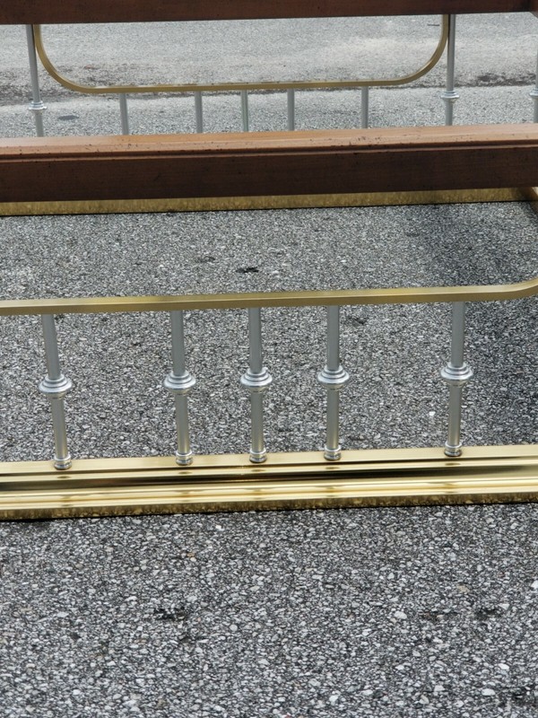 Erwin Lambeth Rare Silver Spindles Square Brass Oak Glass Coffee Table Stunning gallery