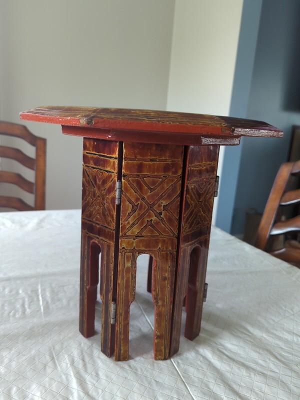 Vintage Handmade Mandalay, Myanmar, Folding Side Table, 12" gallery