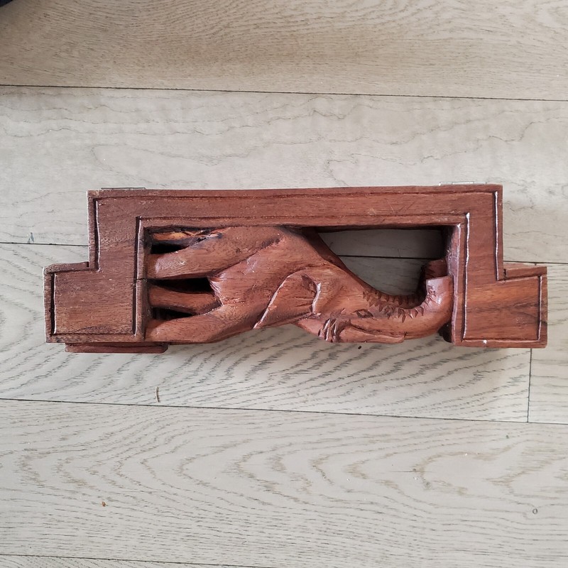 Vintage HAND CARVED Wood FOLDABLE Elephant Table / Plant Sand, EUC gallery