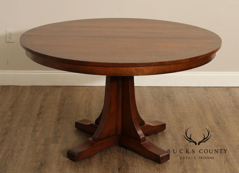 Stickley Mission Collection Oak Round Pedestal Dining Table gallery