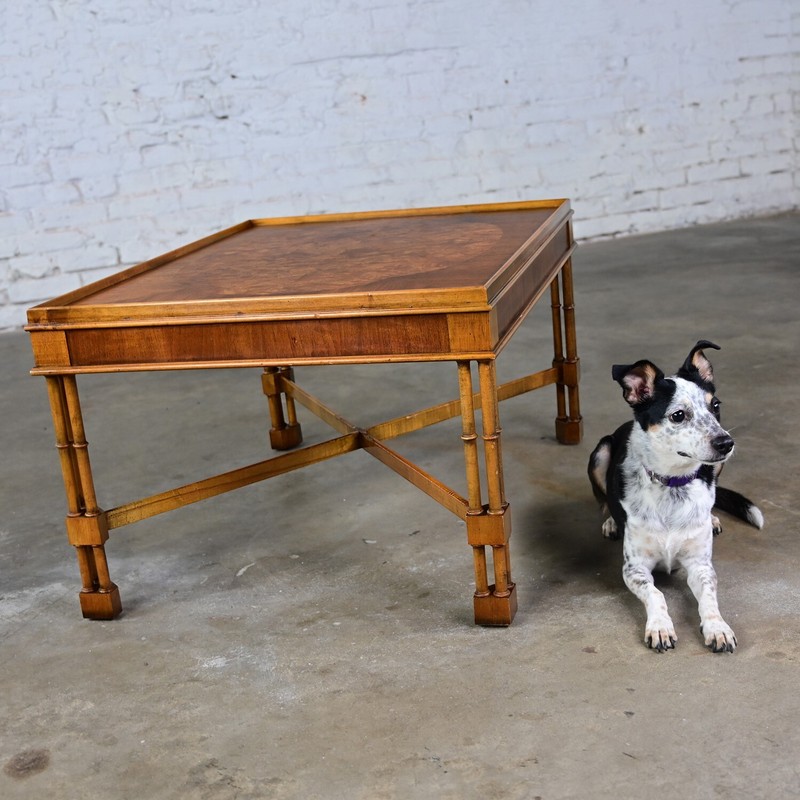 Mid-Late 20th Century Baker Furniture Campaign Style End Table Faux Bamboo Legs gallery