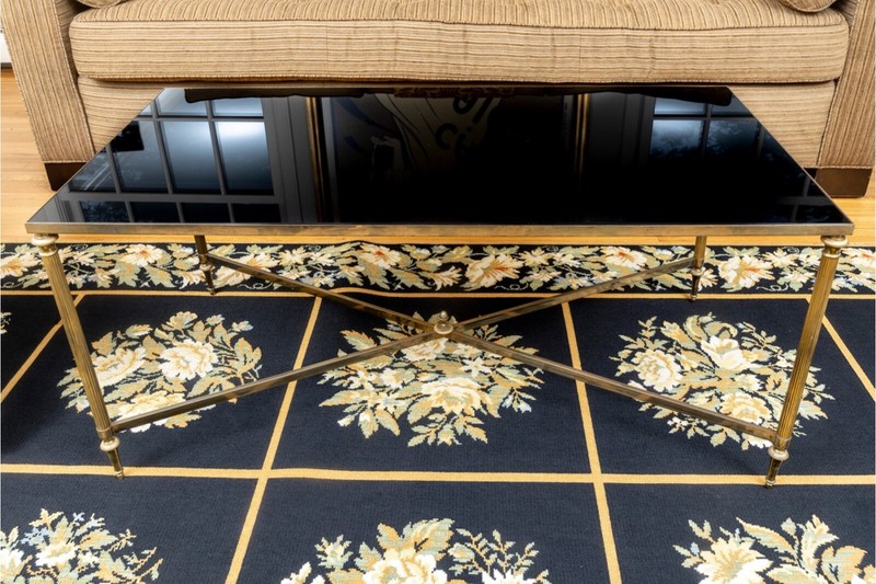 Maison Jansen’s Iconic Mid-Century Brass And Black Glass Coffee Table gallery