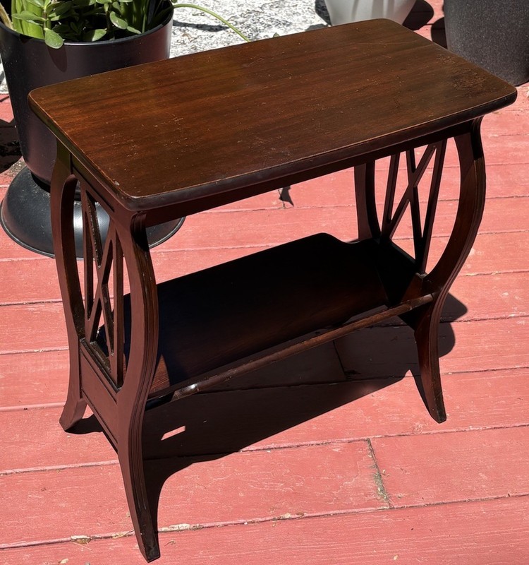 Vintage Art Deco Brandt Mahogany End Table Magazine Book Rack Arts & Crafts