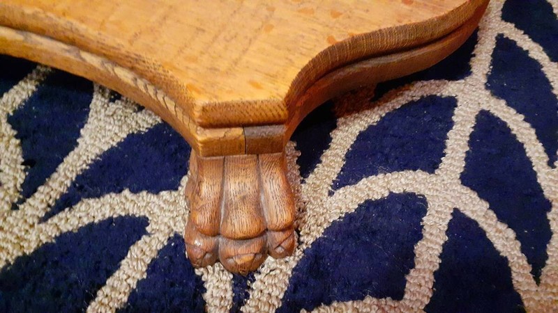 W & H Walker Tiger Oak Claw Feet Parlor Oval Library Table gallery