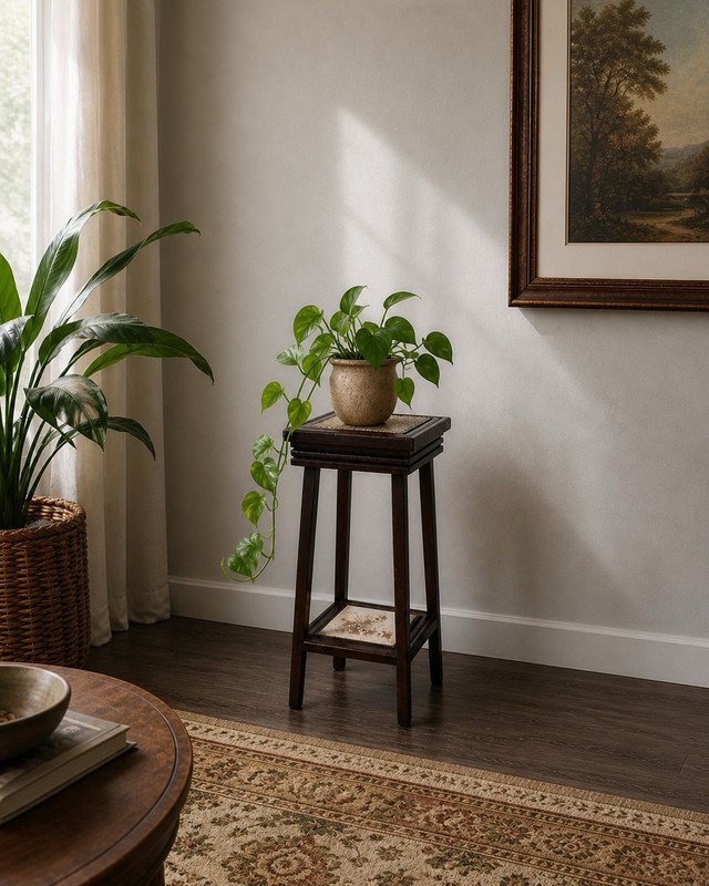 Vintage Two Tier Italy Tile & Wicker Rattan Plant Stand Side Accent Table Rare