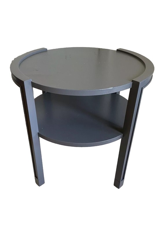 Dunbar Blue Mahogany Round End Table ~ Midcentury MCM Signed gallery