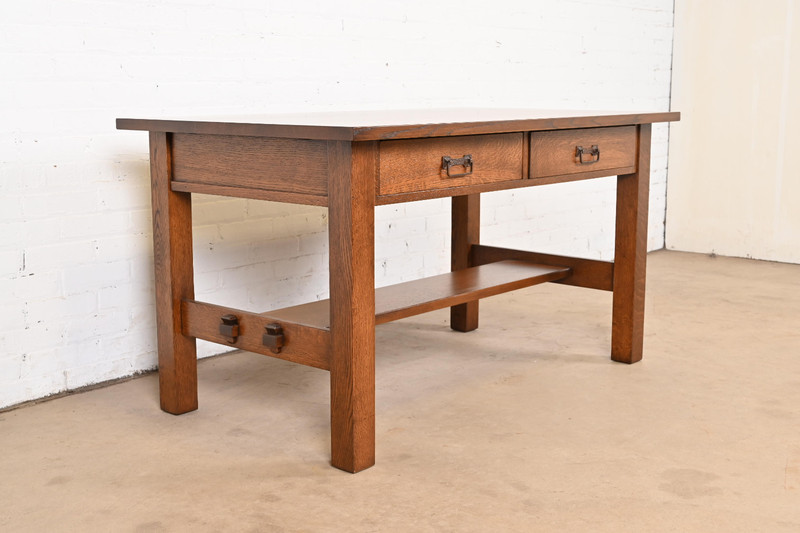 Stickley Brothers Style Antique Mission Oak Arts & Crafts Desk or Library Table gallery