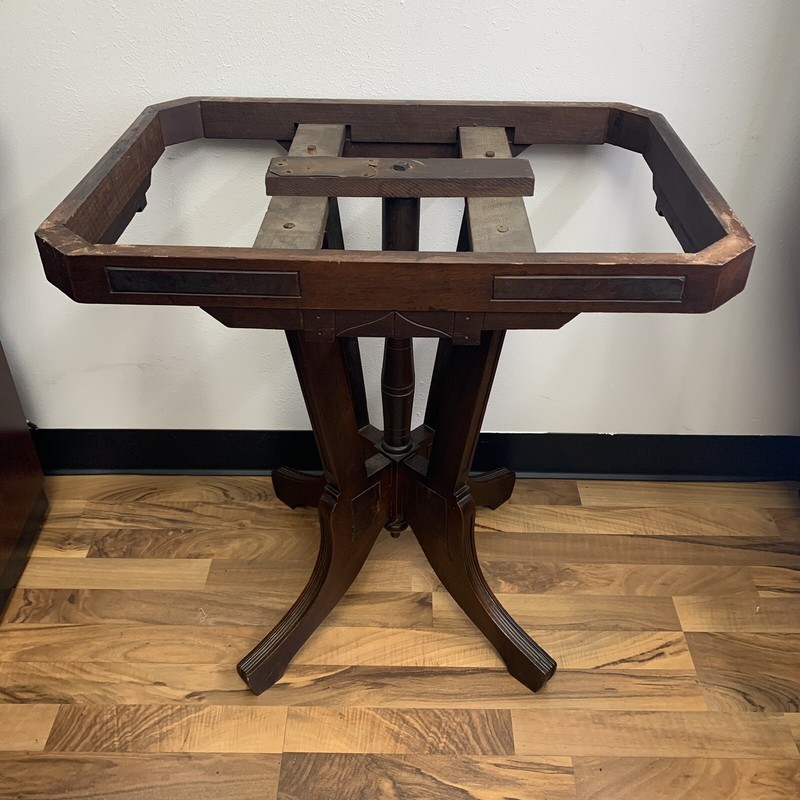 Antique Carved Walnut w/ Removable Rouge Marble Top Pedestal End Table gallery