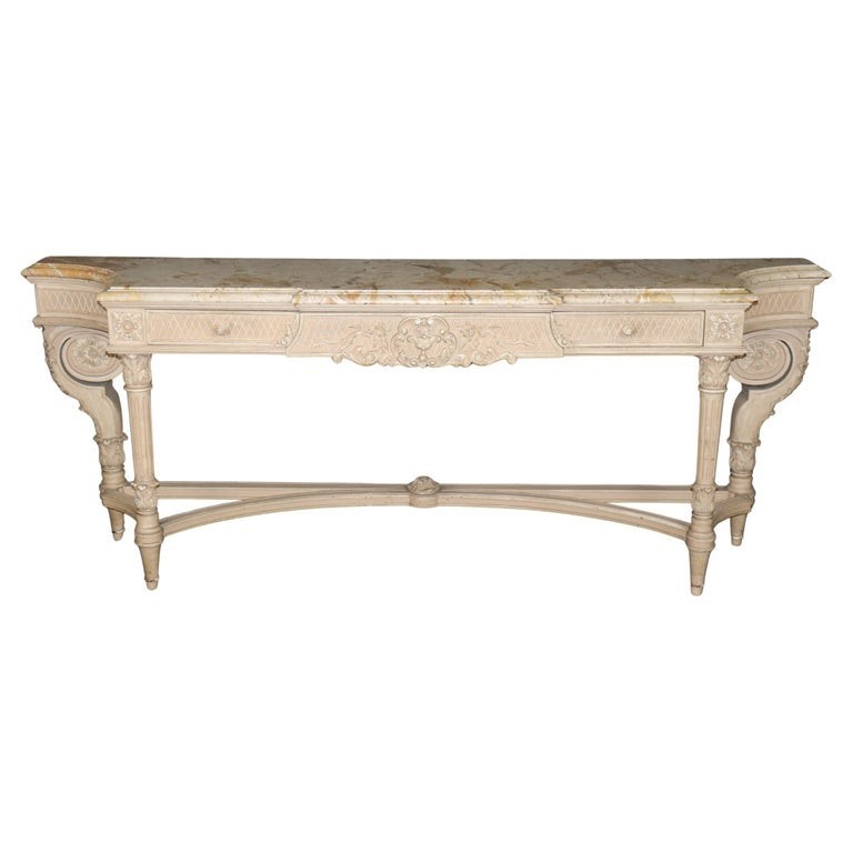 Signed Maison Jansen Marble Top Directoire Console Table with Certification