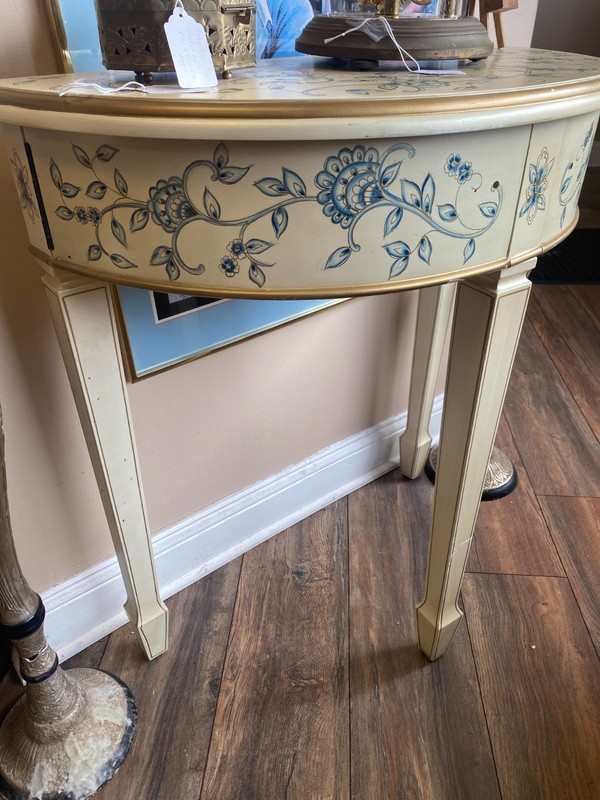Mid-Century Imperial Demi-Lune Console Table gallery