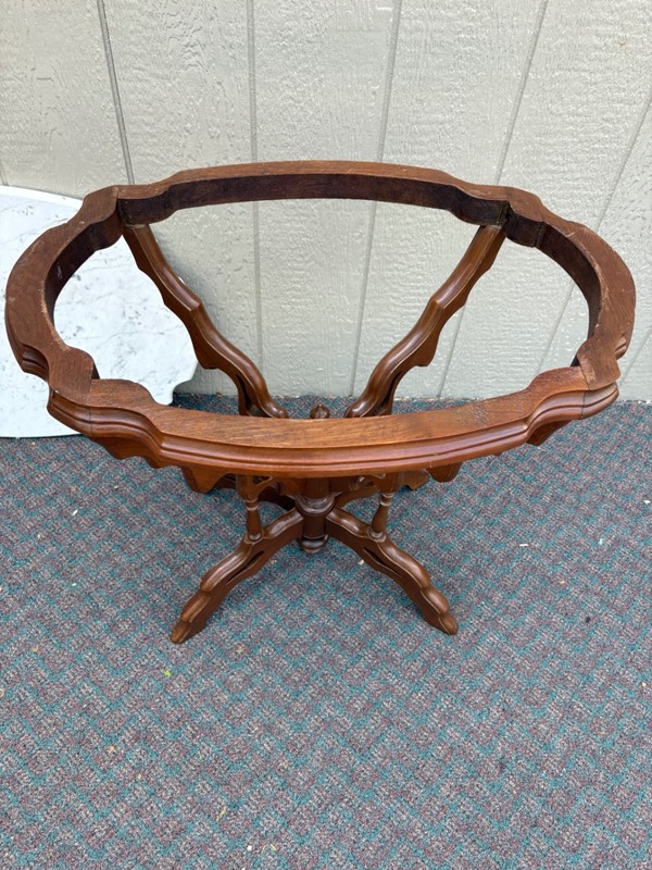 67776 Victorian Marble Top Side Table with Ornate Wooden Base gallery