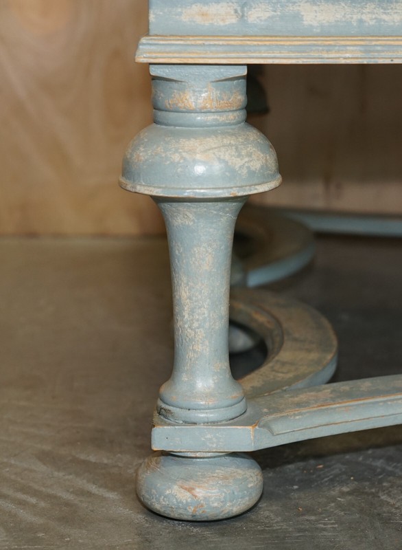MASSIVE ORIGINAL PAINT SIX PILLARS LEG FRENCH COUNTRY HOUSE COFFEE TABLE gallery
