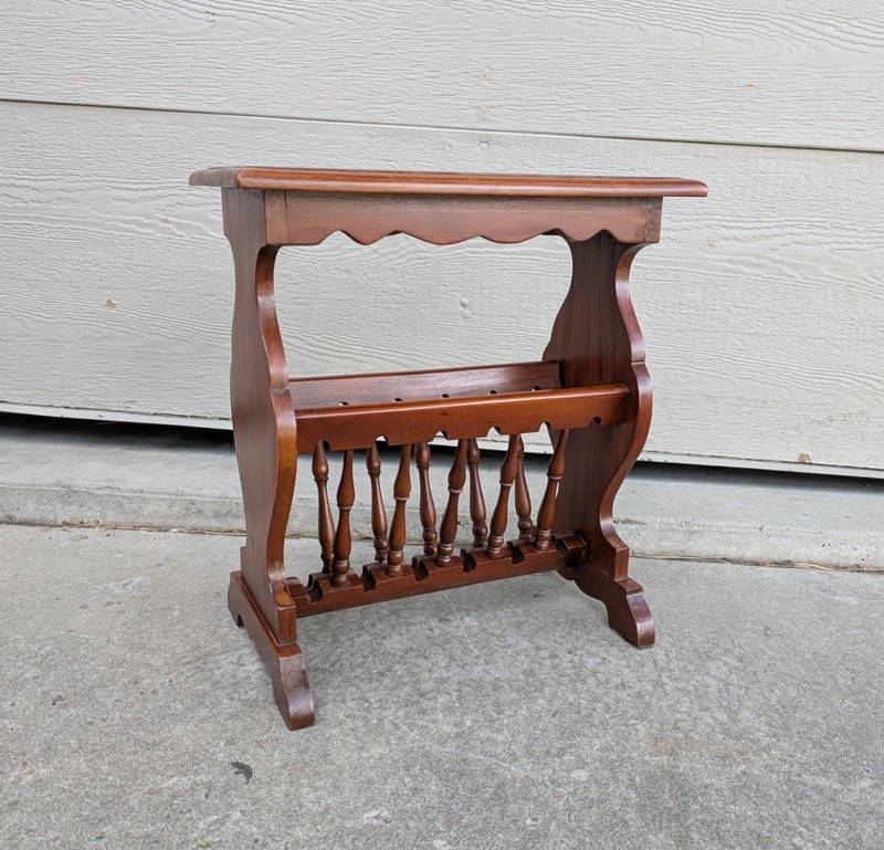 Vintage Mahogany Wood Side Telephone Table Magazine Rack Canterbury Colonial B52 gallery