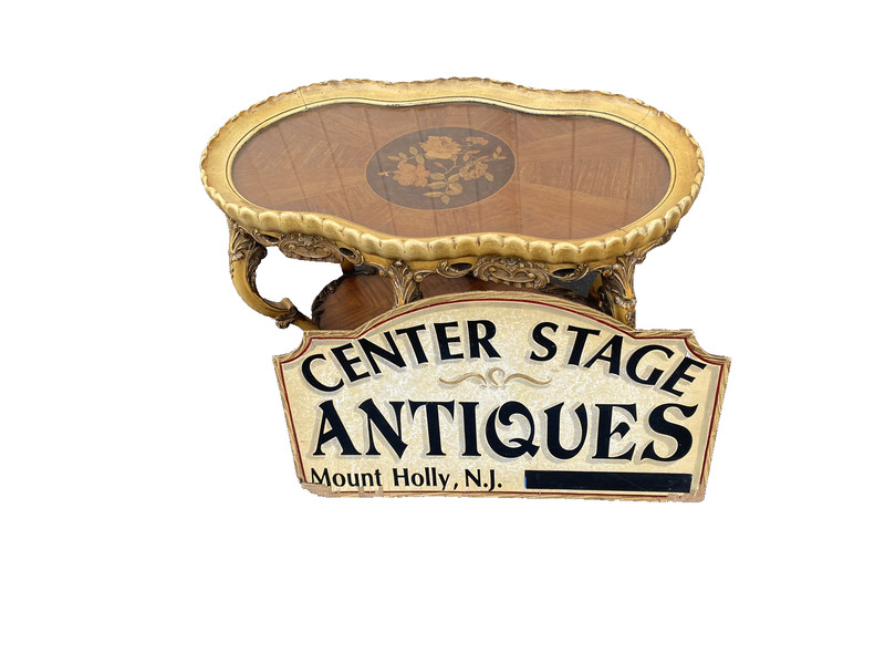 65653 Decorator Antique Tray Top Coffee Table Stand