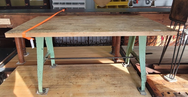Custom Butcher Block Table Top w/ Industrial Cast Iron Legs 60" x 30" GS00838 gallery