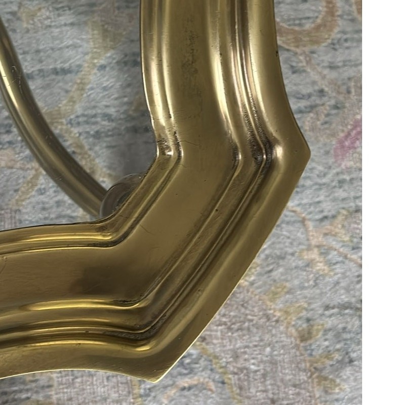 Vintage Hollywood Regency Brass Glass Coffee Table LaBarge Style 42x32 gallery
