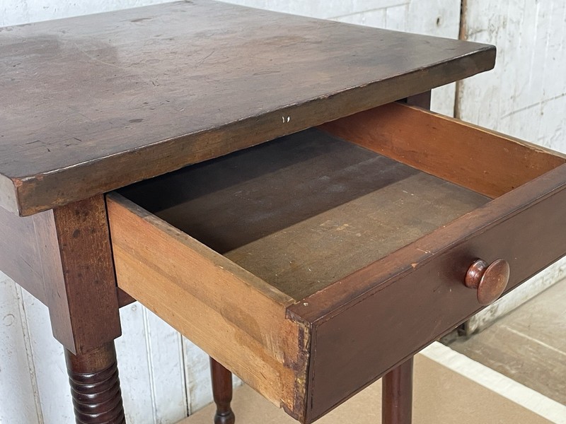 Antique Cherry one Drawer Table Nightstand lamp stand turned legs gallery