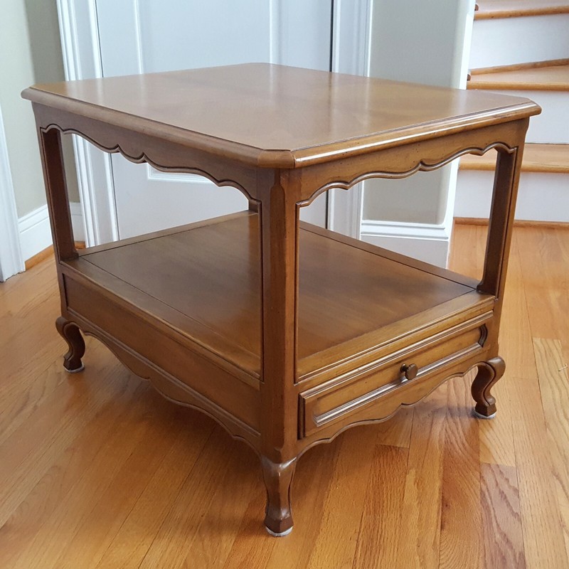 Vintage Drexel Heritage MCM End Table Two Tier Fruitwood/Pecan Lovely Warm Brown