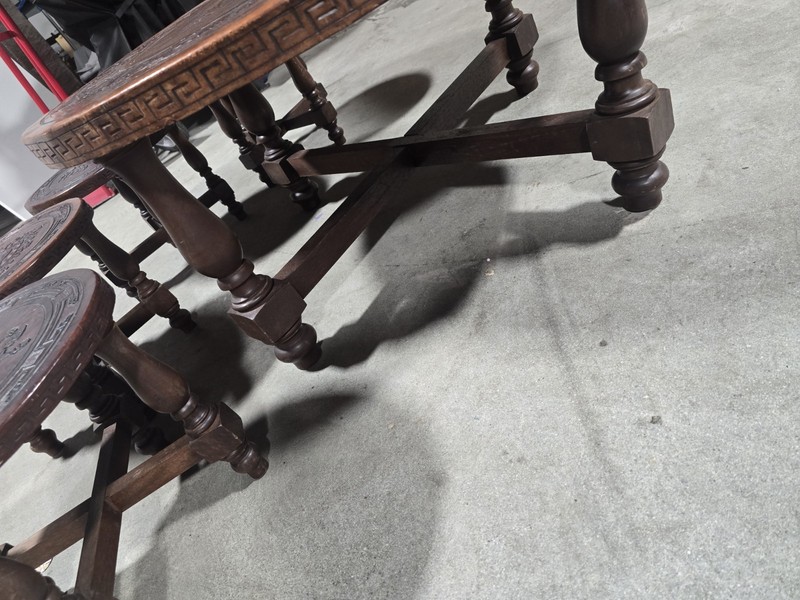 Antique Peruvian Coffee Table And 4 Stools gallery