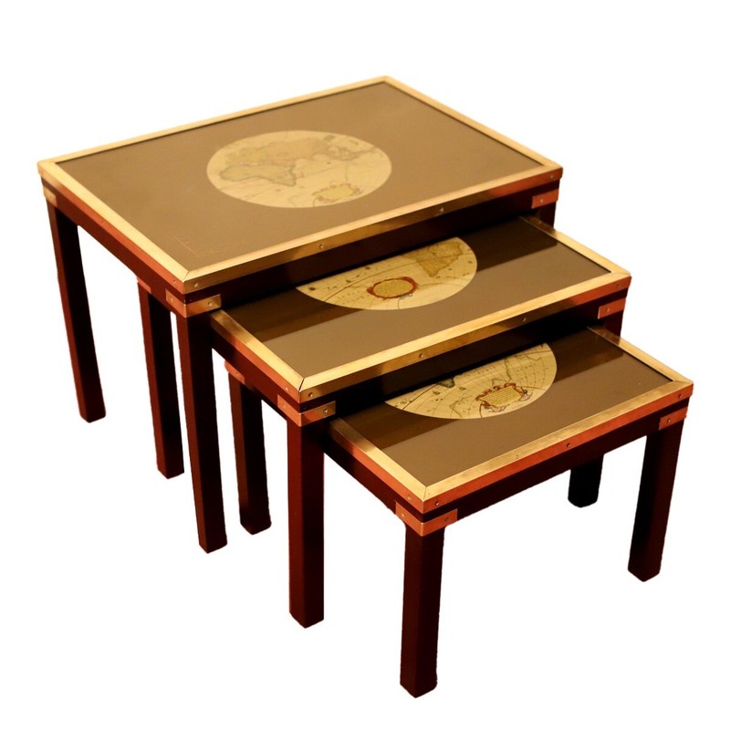 Beautiful Brass Bound Military Campaign Nesting Tables gallery