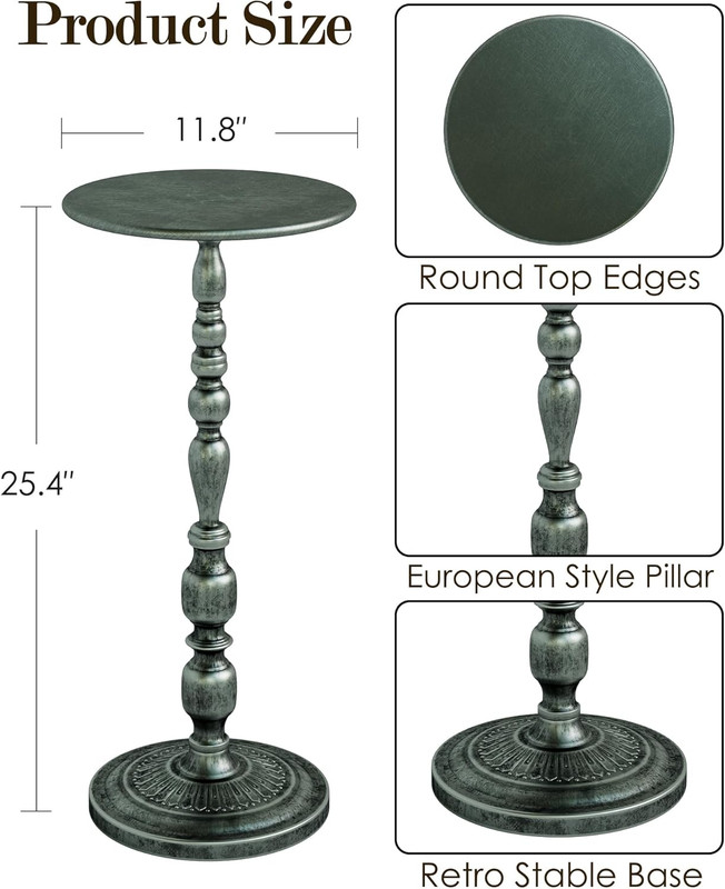 Art Deco Silver Side Table - 25" Accent Table in Polished Brass Finish gallery