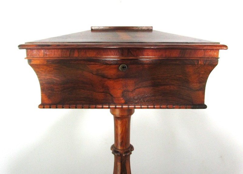 Fine Antique 19th C. English Solid Rosewood Teapoy Tea Table , circa 1850s gallery