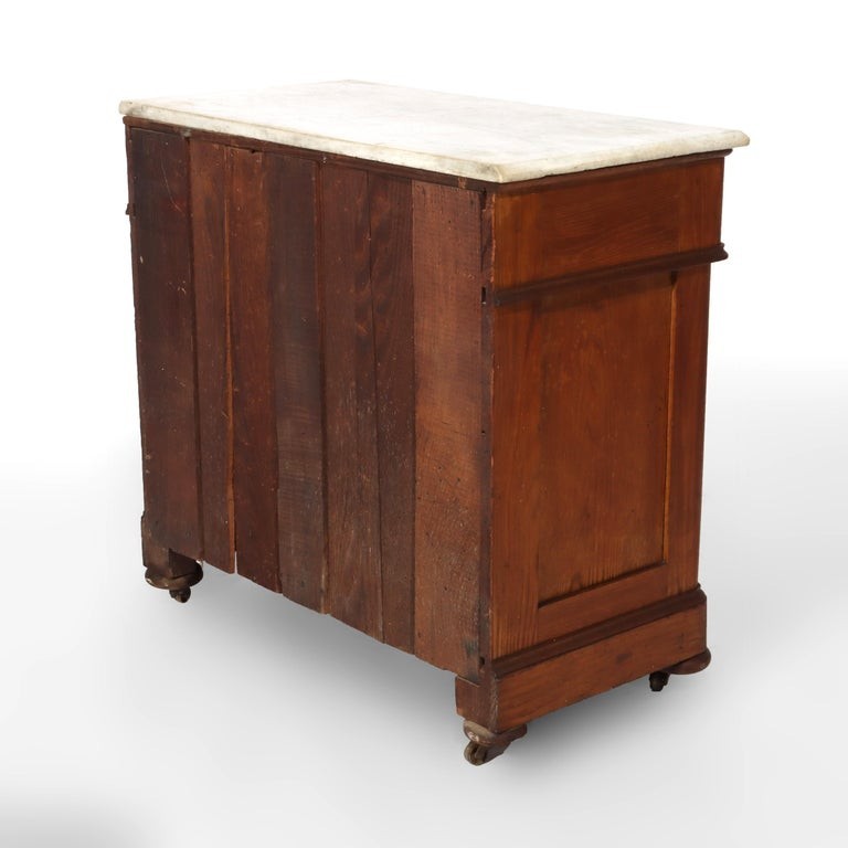 Antique Victorian Carved Chestnut & Walnut Marble Top Washstand c1890 gallery