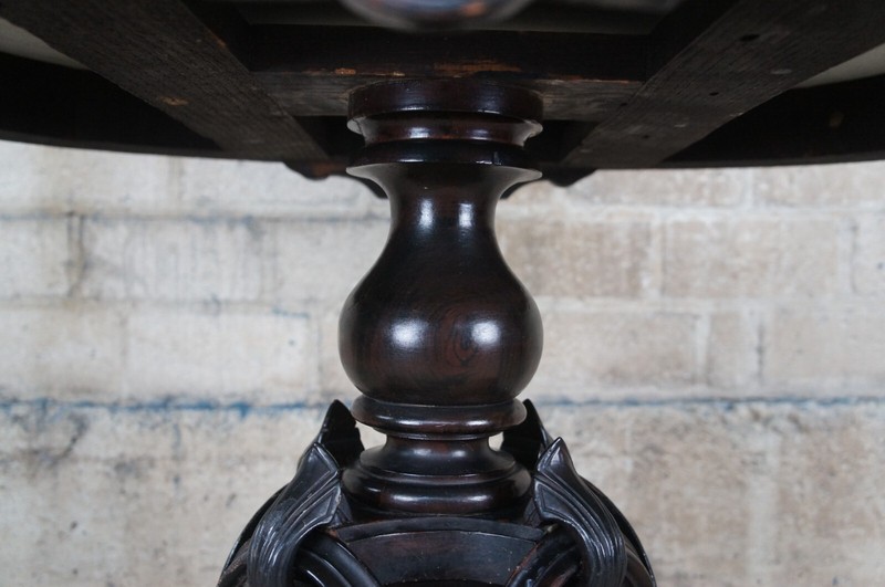Antique Victorian Carved Rosewood Oval Marble Parlor Center Accent Table 32" gallery
