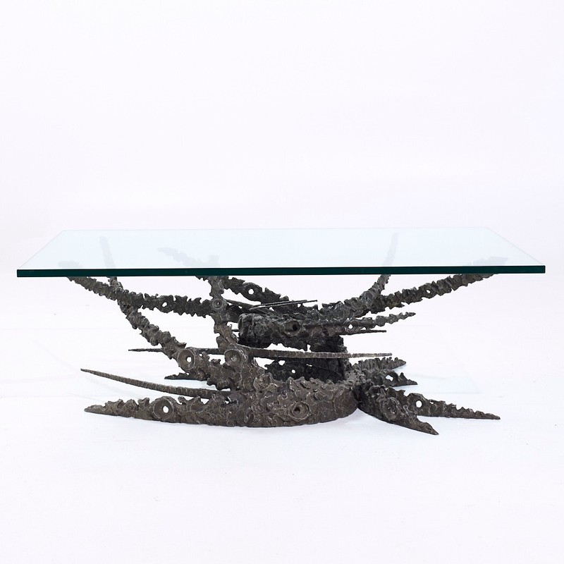 Daniel Gluck Mid Century Bronze Brutalist Swirl Coffee Table gallery