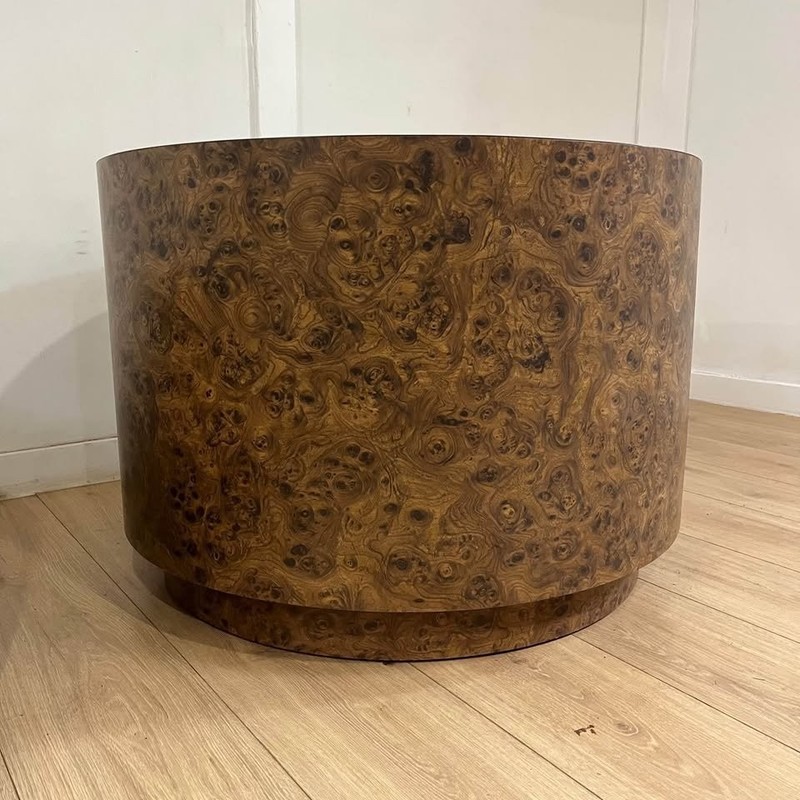 Vintage 1960s Burl Drum Cocktail Table gallery