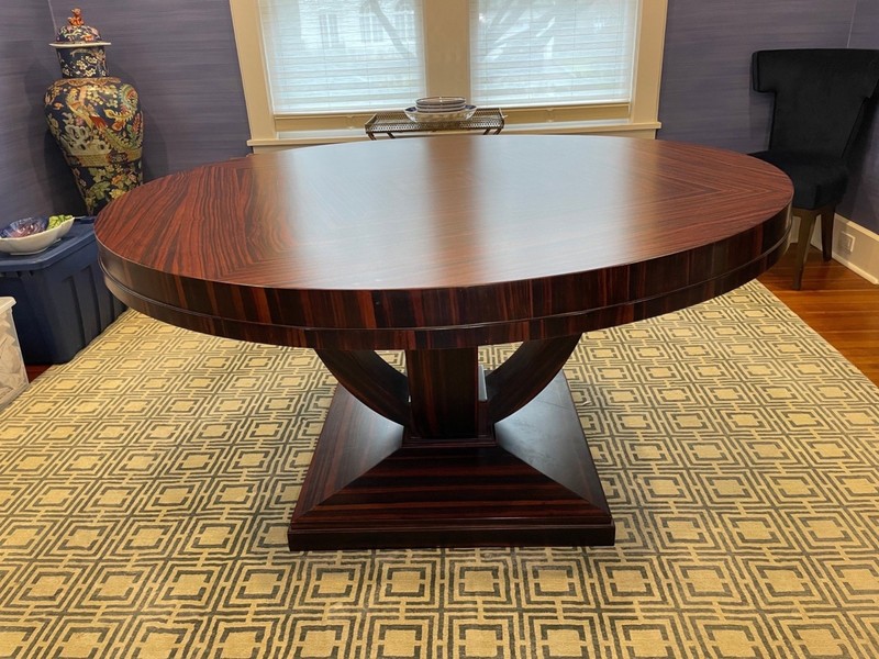 Vintage Art Deco Macassar Ebony Round Dining Table gallery