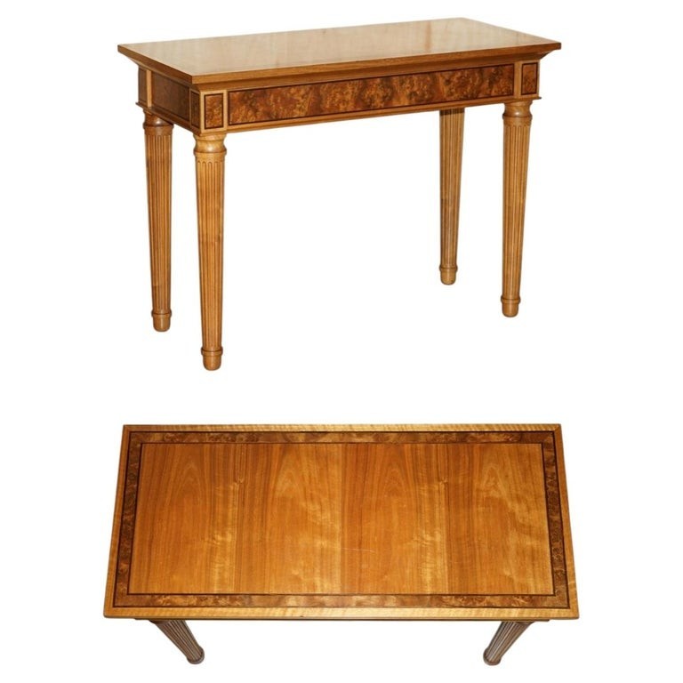 STUNNING RRP £12000 VISCOUNT DAVID LINLEY 1993 STAMPED BURR WALNUT CONSOLE TABLE