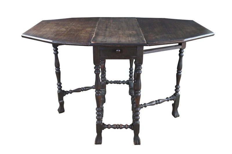 Antique William & Mary Style Walnut Dropleaf Gateleg Parlor Table gallery