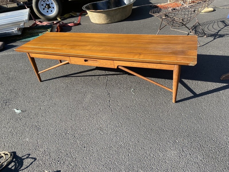 Mid Century Modern Natural Wood Designer Heritage Henredon Long Coffee Table gallery