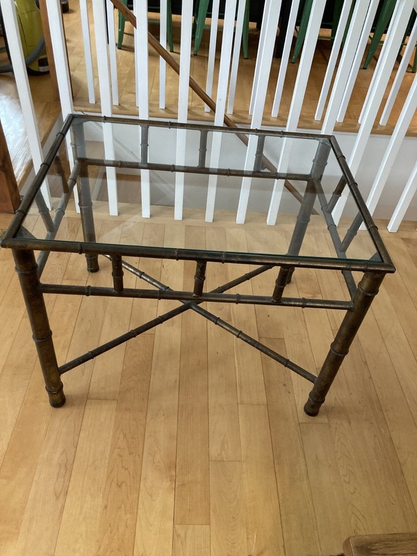 Italian Hollywood Regency Faux Bamboo Metal Coffee Table