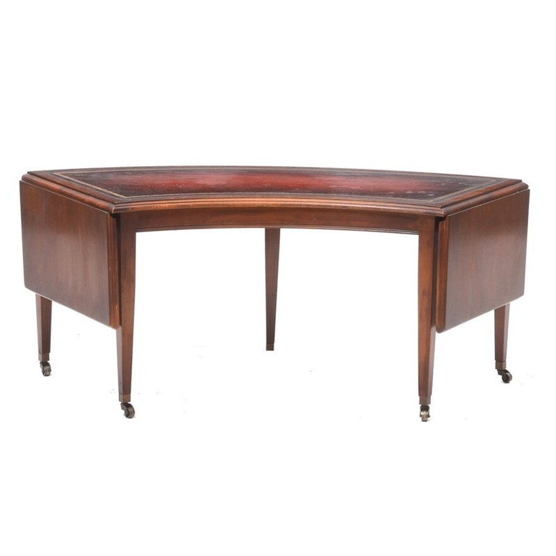 Regency Style Mahogany Wood and Leather, Drop-Leaf Coffee Table gallery